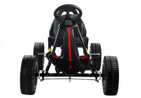 Duży Gokart na Pedały Pompowane Koła Hamulec Wolny Bieg Czarny Duży Gokart na Pedały Pompowane Koła Hamulec Wolny Bieg Czarny