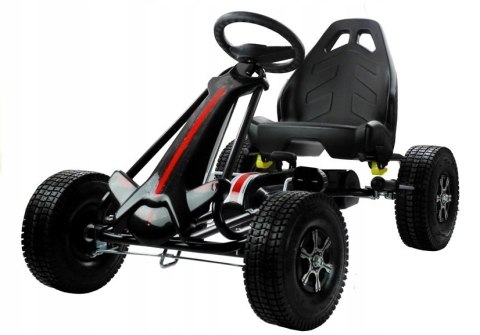 Duży Gokart na Pedały Pompowane Koła Hamulec Wolny Bieg Czarny Duży Gokart na Pedały Pompowane Koła Hamulec Wolny Bieg Czarny