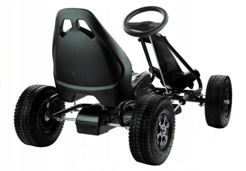 Duży Gokart na Pedały Pompowane Koła Hamulec Wolny Bieg Czarny Duży Gokart na Pedały Pompowane Koła Hamulec Wolny Bieg Czarny