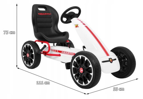 Gokart na Pedały dla dzieci Licencja ABARTH Koła EVA Wolny Bieg Biały Gokart na Pedały dla dzieci Licencja ABARTH Koła EVA Wolny Bieg Biały