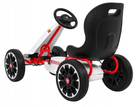 Gokart na Pedały dla dzieci Licencja ABARTH Koła EVA Wolny Bieg Biały Gokart na Pedały dla dzieci Licencja ABARTH Koła EVA Wolny Bieg Biały
