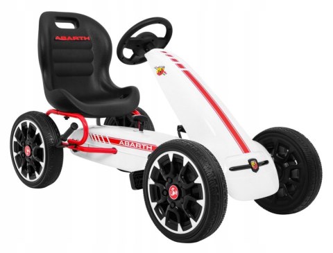 Gokart na Pedały dla dzieci Licencja ABARTH Koła EVA Wolny Bieg Biały Gokart na Pedały dla dzieci Licencja ABARTH Koła EVA Wolny Bieg Biały