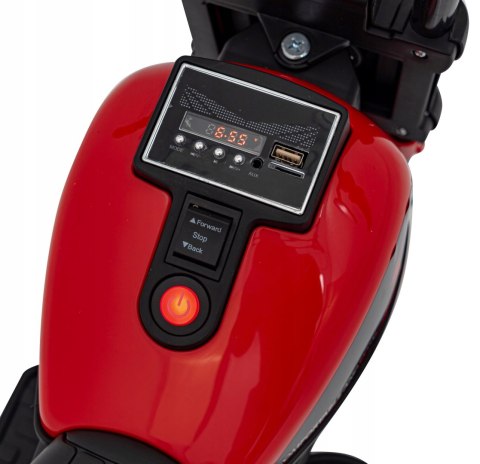 Motorek Chopper 1 Silnik 6V Boczne Kółka FM Radio Czerwony Motorek Chopper 1 Silnik 6V Boczne Kółka FM Radio Czerwony