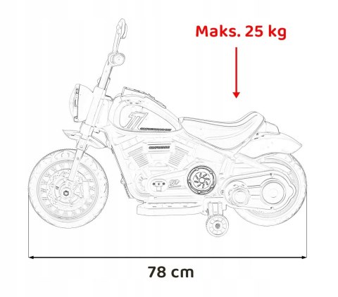 Motorek Chopper 1 Silnik 6V Boczne Kółka FM Radio Czerwony Motorek Chopper 1 Silnik 6V Boczne Kółka FM Radio Czerwony
