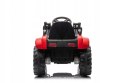 Traktor na Akumulator z Przyczepą i Łyżką 2x45W Aku 12V Ekoskóra Czerwony