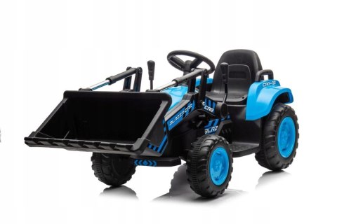 Traktor na Akumulator z Przyczepą i Łyżką 2x45W Aku 12V Ekoskóra Niebieski