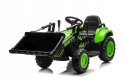 Traktor na Akumulator z Przyczepą i Łyżką 2x45W Aku 12V Ekoskóra Zielony