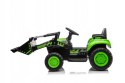 Traktor na Akumulator z Przyczepą i Łyżką 2x45W Aku 12V Ekoskóra Zielony