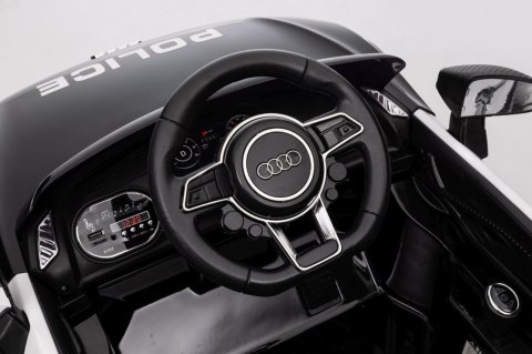 Audi R8 Policja na Licencji 2 Silniki 2x6V Ekoskóra Piankowe Koła Pilot Audi R8 Policja na Licencji 2 Silniki 2x6V Ekoskóra Piankowe Koła Pilot