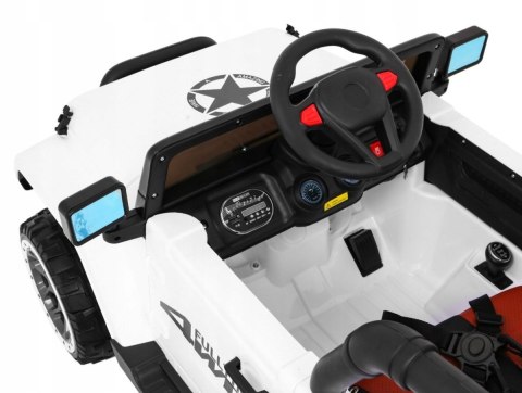 Auto Terenowe JEEP Biały 4 Silniki 12V Ekoskóra Piankowe Koła