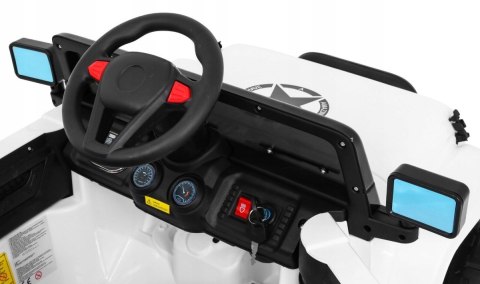 Auto Terenowe JEEP Biały 4 Silniki 12V Ekoskóra Piankowe Koła