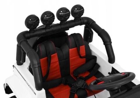 Auto Terenowe JEEP Biały 4 Silniki 12V Ekoskóra Piankowe Koła