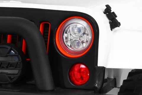 Auto Terenowe JEEP Biały 4 Silniki 12V Ekoskóra Piankowe Koła