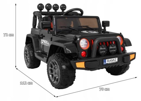Auto Terenowe JEEP Czarny 4 Silniki 12V Ekoskóra Piankowe Koła