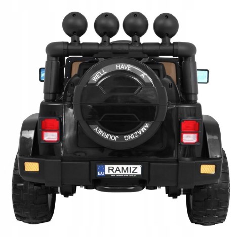 Auto Terenowe JEEP Czarny 4 Silniki 12V Ekoskóra Piankowe Koła