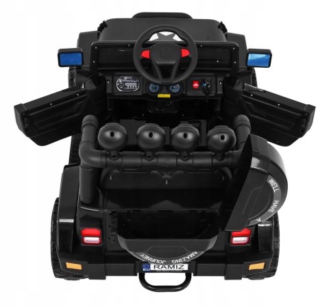 Auto Terenowe JEEP Czarny 4 Silniki 12V Ekoskóra Piankowe Koła