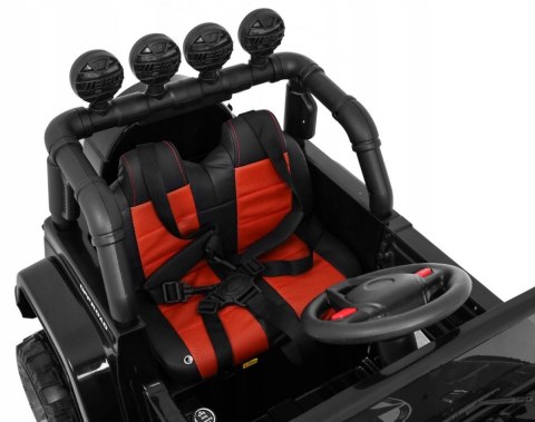Auto Terenowe JEEP Czarny 4 Silniki 12V Ekoskóra Piankowe Koła