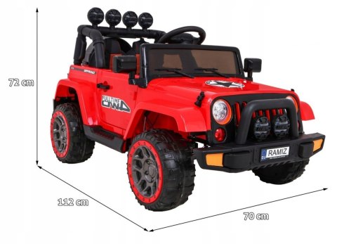 Auto Terenowe JEEP Czerwony 4 Silniki 12V Ekoskóra Piankowe Koła Auto Terenowe JEEP Czerwony 4 Silniki 12V Ekoskóra Piankowe Koła