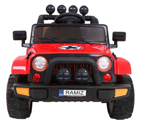 Auto Terenowe JEEP Czerwony 4 Silniki 12V Ekoskóra Piankowe Koła Auto Terenowe JEEP Czerwony 4 Silniki 12V Ekoskóra Piankowe Koła