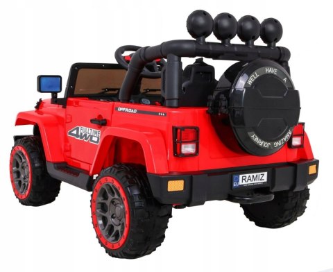 Auto Terenowe JEEP Czerwony 4 Silniki 12V Ekoskóra Piankowe Koła Auto Terenowe JEEP Czerwony 4 Silniki 12V Ekoskóra Piankowe Koła