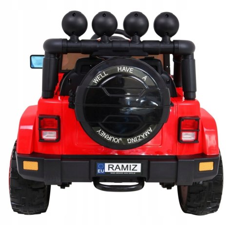 Auto Terenowe JEEP Czerwony 4 Silniki 12V Ekoskóra Piankowe Koła Auto Terenowe JEEP Czerwony 4 Silniki 12V Ekoskóra Piankowe Koła