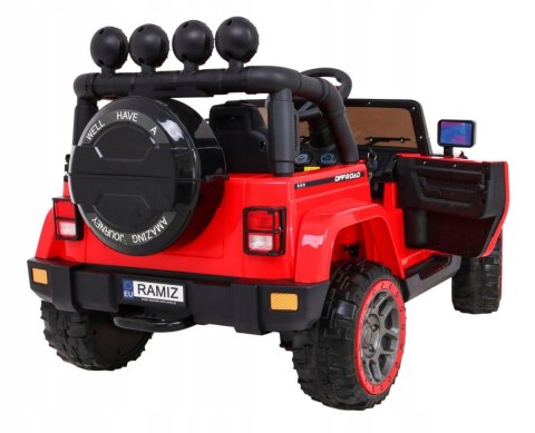 Auto Terenowe JEEP Czerwony 4 Silniki 12V Ekoskóra Piankowe Koła Auto Terenowe JEEP Czerwony 4 Silniki 12V Ekoskóra Piankowe Koła