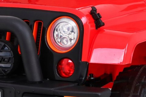 Auto Terenowe JEEP Czerwony 4 Silniki 12V Ekoskóra Piankowe Koła Auto Terenowe JEEP Czerwony 4 Silniki 12V Ekoskóra Piankowe Koła