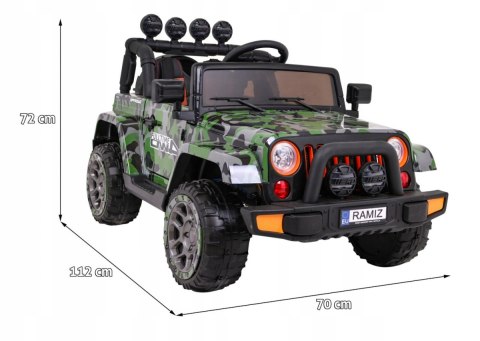 Auto Terenowe JEEP Lakier Moro 4 Silniki 12V Ekoskóra Piankowe Koła Auto Terenowe JEEP Lakier Moro 4 Silniki 12V Ekoskóra Piankowe Koła