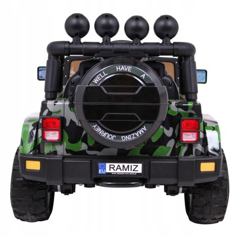 Auto Terenowe JEEP Lakier Moro 4 Silniki 12V Ekoskóra Piankowe Koła Auto Terenowe JEEP Lakier Moro 4 Silniki 12V Ekoskóra Piankowe Koła