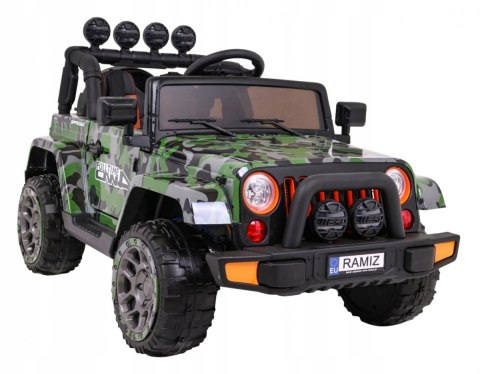 Auto Terenowe JEEP Lakier Moro 4 Silniki 12V Ekoskóra Piankowe Koła Auto Terenowe JEEP Lakier Moro 4 Silniki 12V Ekoskóra Piankowe Koła