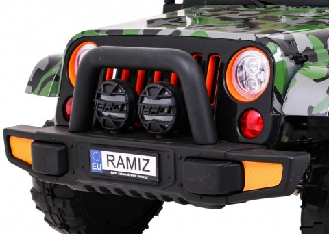 Auto Terenowe JEEP Lakier Moro 4 Silniki 12V Ekoskóra Piankowe Koła Auto Terenowe JEEP Lakier Moro 4 Silniki 12V Ekoskóra Piankowe Koła