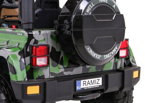 Auto Terenowe JEEP Lakier Moro 4 Silniki 12V Ekoskóra Piankowe Koła Auto Terenowe JEEP Lakier Moro 4 Silniki 12V Ekoskóra Piankowe Koła