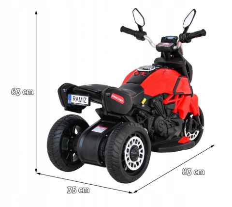 Motor Motorek na Akumulator dla Dzieci Światło Dźwięk Czerwony