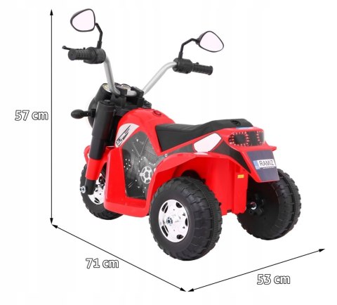 Motorek Skuter Chopper Ekoskóra 1 Silnik 6V Dźwięki Światło Czerwony Motorek Skuter Chopper Ekoskóra 1 Silnik 6V Dźwięki Światło Czerwony