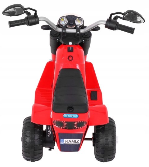 Motorek Skuter Chopper Ekoskóra 1 Silnik 6V Dźwięki Światło Czerwony Motorek Skuter Chopper Ekoskóra 1 Silnik 6V Dźwięki Światło Czerwony