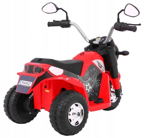 Motorek Skuter Chopper Ekoskóra 1 Silnik 6V Dźwięki Światło Czerwony Motorek Skuter Chopper Ekoskóra 1 Silnik 6V Dźwięki Światło Czerwony