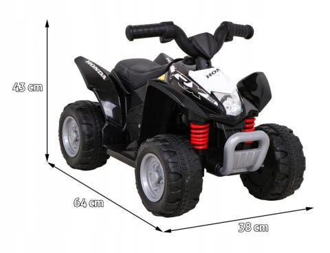 Quad na Akumulator Licencja Honda Ekoskóra LED Silnik 30W 6V Czarny