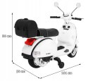 Skuter Vespa Licencja 2x25W Aku 12V Ekoskóra Piankowe Koła Biały