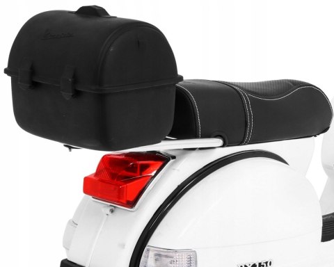 Skuter Vespa Licencja 2x25W Aku 12V Ekoskóra Piankowe Koła Biały