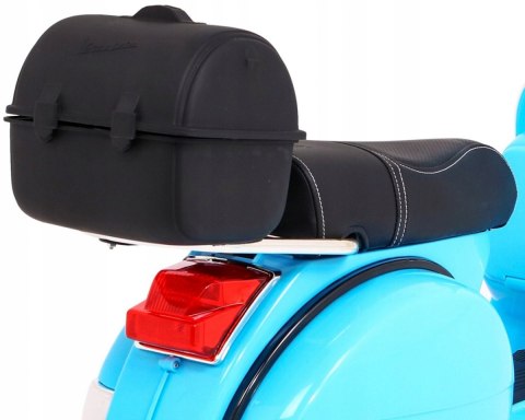 Skuter Vespa Licencja 2x25W Aku 12V Ekoskóra Piankowe Koła Niebieski