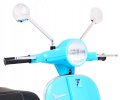 Skuter Vespa Licencja 2x25W Aku 12V Ekoskóra Piankowe Koła Niebieski