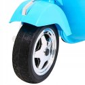 Skuter Vespa Licencja 2x25W Aku 12V Ekoskóra Piankowe Koła Niebieski