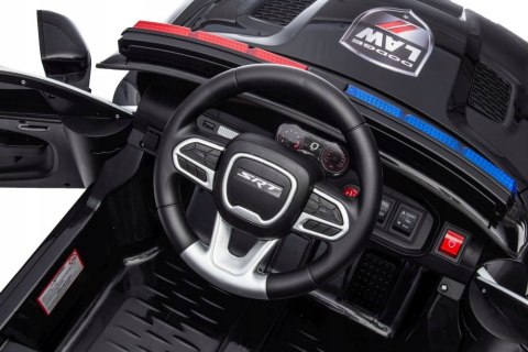 Auto Na Akumulator Dodge Policyjny 2 Silniki 12V Skóra Koła EVA Czarny Auto Na Akumulator Dodge Policyjny 2 Silniki 12V Skóra Koła EVA Czarny