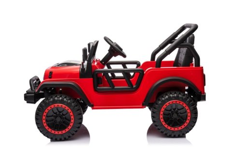Mocny Jeep Na Akumulator 2x105W 24V Piankowe Koła Skóra Pilot Czerwony