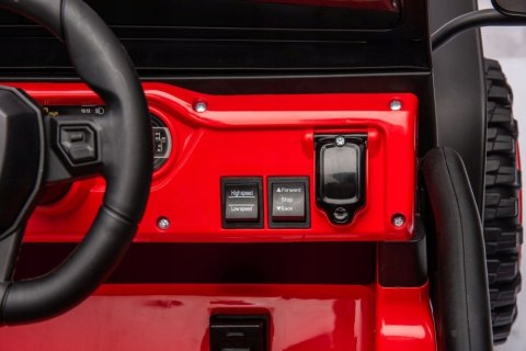 Mocny Jeep Na Akumulator 2x105W 24V Piankowe Koła Skóra Pilot Czerwony