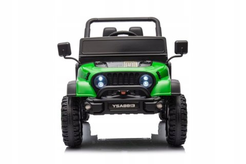 Mocny Jeep Na Akumulator 2x105W 24V Piankowe Koła Skóra Pilot Zielony