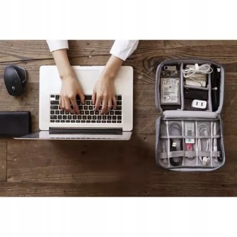 Organizer na Kable Kabli Etui Pojemnik na Ładowarki Torba + Uchwyt Podróżny