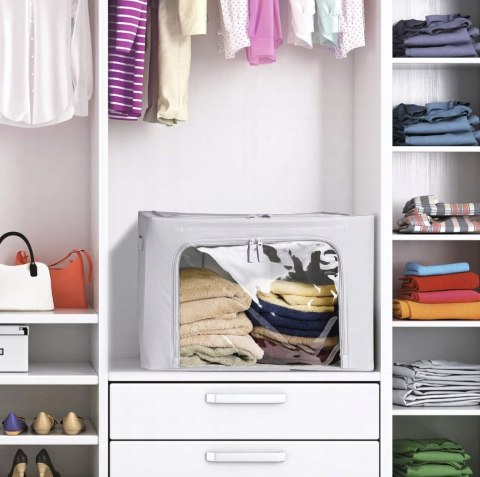 Pokrowiec na Pościel Ubrania Koce Pojemnik Torba Organizer ze Stelażem 2szt