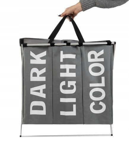 Kosz na Pranie Bieliznę Pojemnik Organizer Wolnostojący Pojemny 3 Komory XL Kosz na Pranie Bieliznę Pojemnik Organizer Wolnostojący Pojemny 3 Komory XL