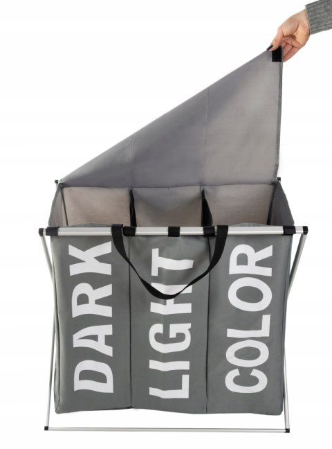 Kosz na Pranie Bieliznę Pojemnik Organizer Wolnostojący Pojemny 3 Komory XL Kosz na Pranie Bieliznę Pojemnik Organizer Wolnostojący Pojemny 3 Komory XL